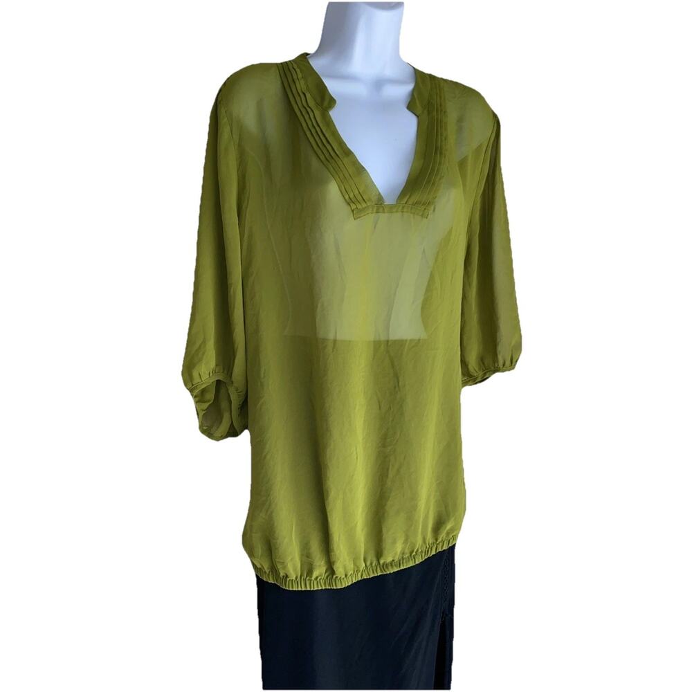 Worthington Women's Plus Size 2X Green Sheer Tunic Blouse Top Summer Lightweight - Picture 2 of 9